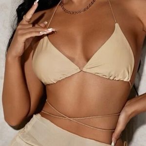 Tan Tie Bikini with Coverup